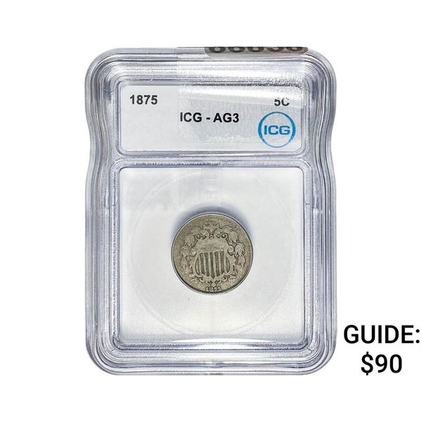 1875 Shield Nickel ICG AG3