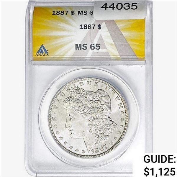 1887 Morgan Silver Dollar ANACS MS65