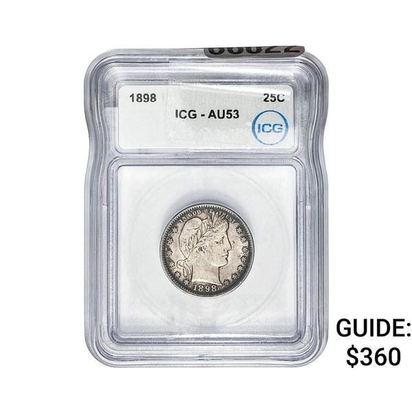 1898 Barber Quarter ICG AU53
