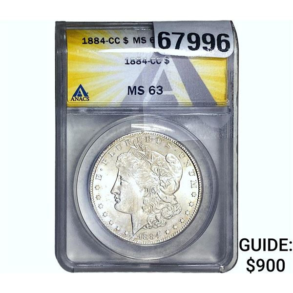 1884-CC Morgan Silver Dollar ANACS MS63