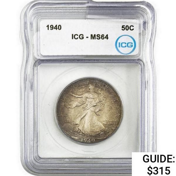 1940 Walking Liberty Half Dollar ICG MS64