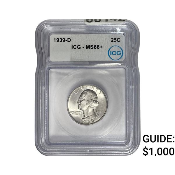 1939-D Washington Silver Quarter ICG MS66+