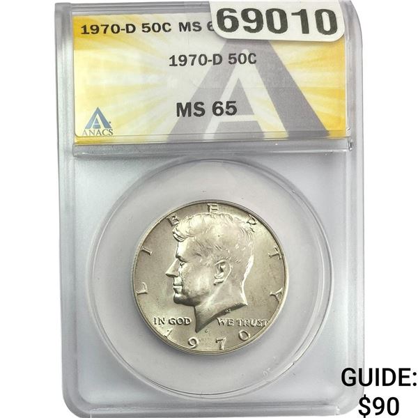 1970-D Kennedy Half Dollar ANACS MS65