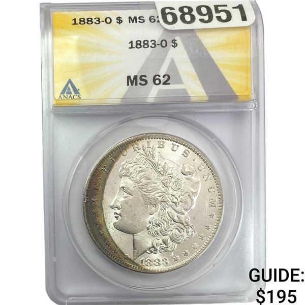 1883-O Morgan Silver Dollar ANACS MS62