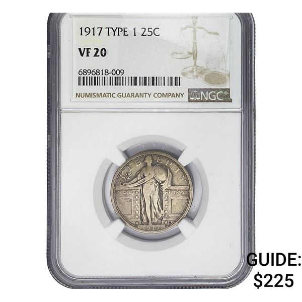 1917 Standing Liberty Quarter NGC VF20 Type 1