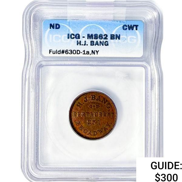 ND CWT H.J. Bang 1C ICG MS62 BN, Fuld#630D-1a,NY