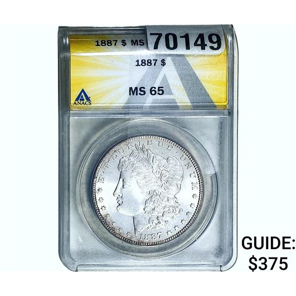 1887 Morgan Silver Dollar ANACS MS65