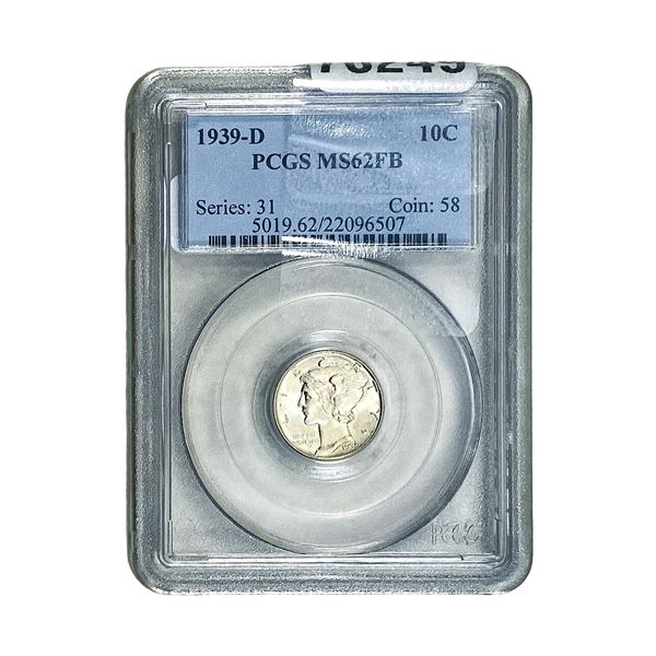 1939-D Mercury Silver Dime PCGS MS62 FB