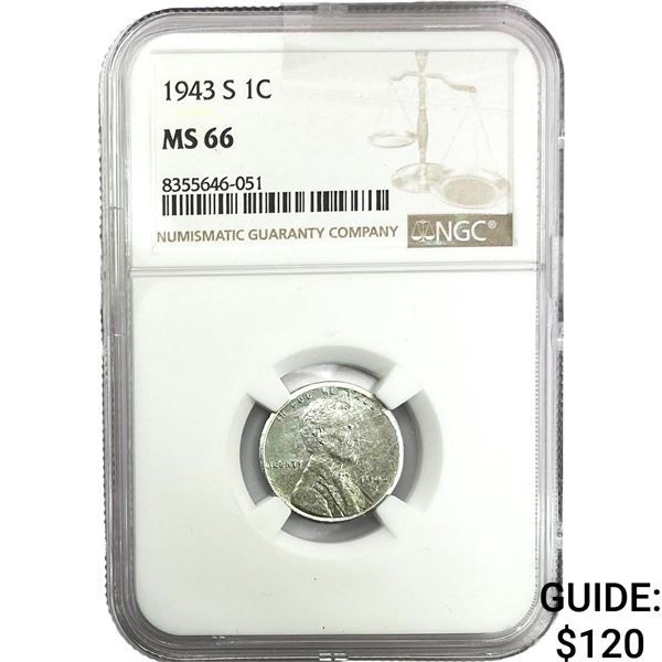 1943-S Wheat Cent NGC MS66