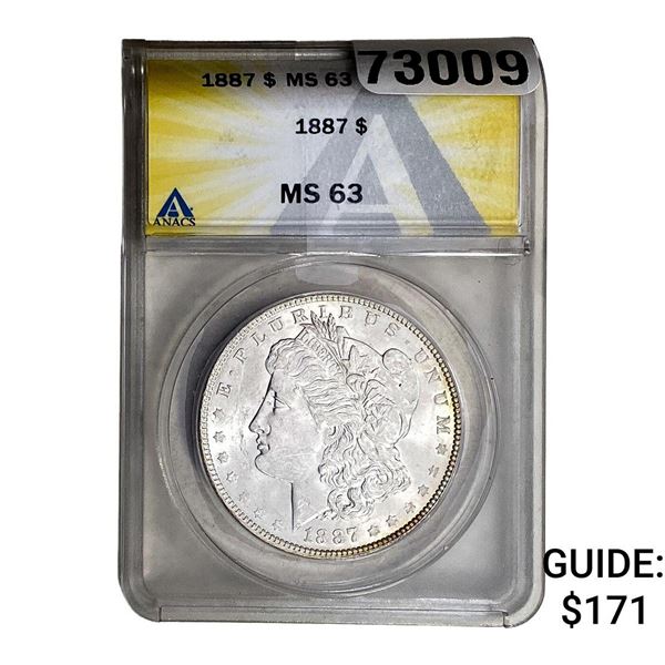 1887 Morgan Silver Dollar ANACS MS63