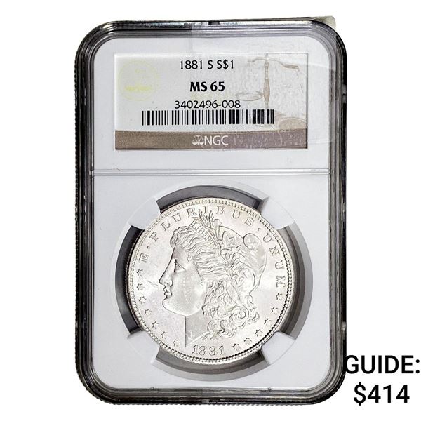 1881-S Morgan Silver Dollar NGC MS65
