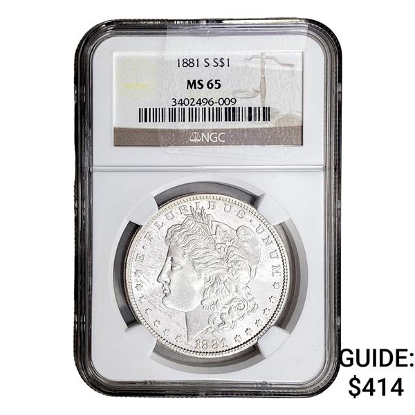 1881-S Morgan Silver Dollar NGC MS65