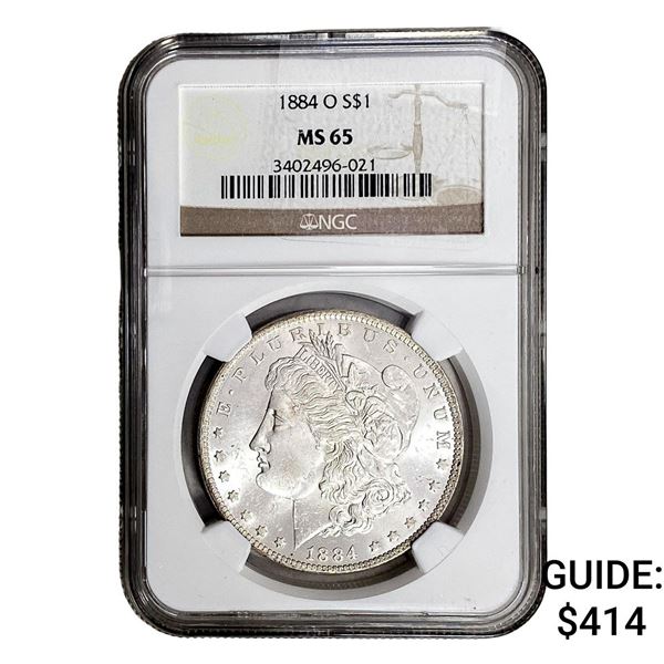 1884-O Morgan Silver Dollar NGC MS65