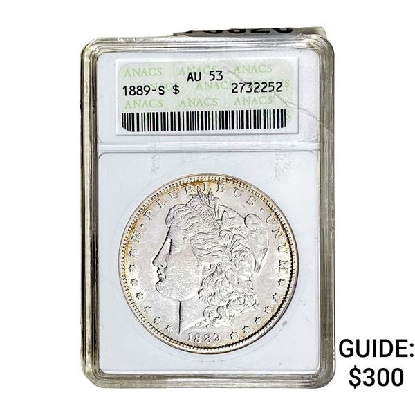 1889-S Morgan Silver Dollar ANACS AU53