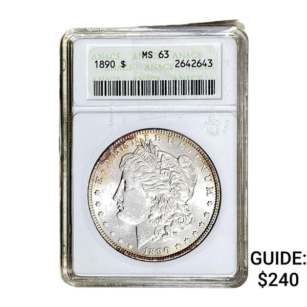1890 Morgan Silver Dollar ANACS MS63