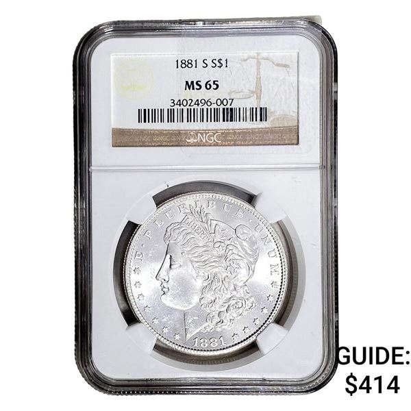 1881-S Morgan Silver Dollar NGC MS65