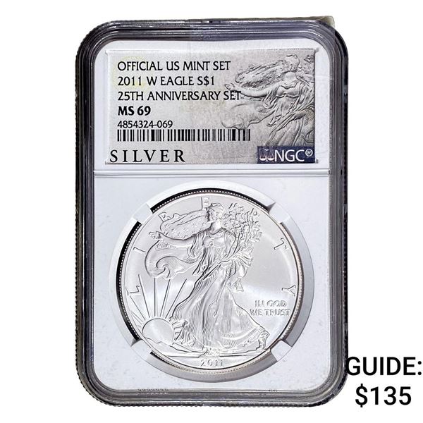 2011-W Silver Eagle NGC MS69 25th Anniversary