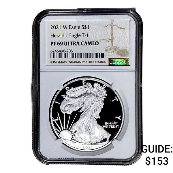 2021-W Silver Eagle NGC PF69 UC Heraldic Eagle T-1