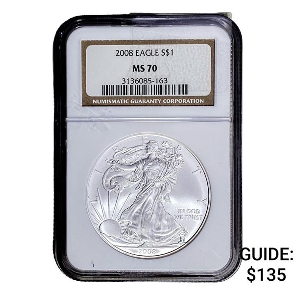 2008 Silver Eagle NGC MS70