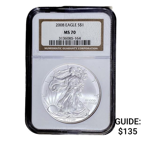 2008 Silver Eagle NGC MS70