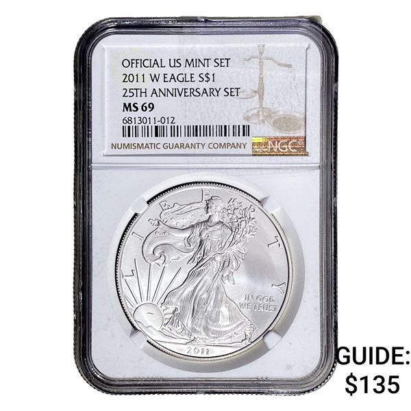 2011-W Silver Eagle NGC MS69 25th Anniversary