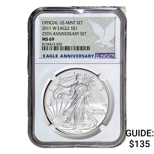 2011-W Silver Eagle NGC MS69 25th Anniversary