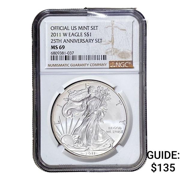2011-W Silver Eagle NGC MS69 25th Anniversary