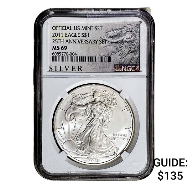 2011-W Silver Eagle NGC MS69 25th Anniversary