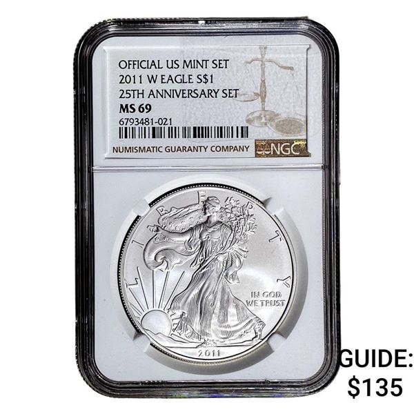 2011-W Silver Eagle NGC MS69 25th Anniversary