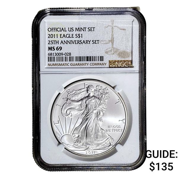 2011-W Silver Eagle NGC MS69 25th Anniversary