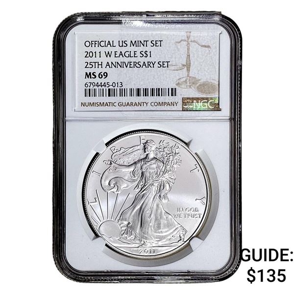2011-W Silver Eagle NGC MS69 25th Anniversary