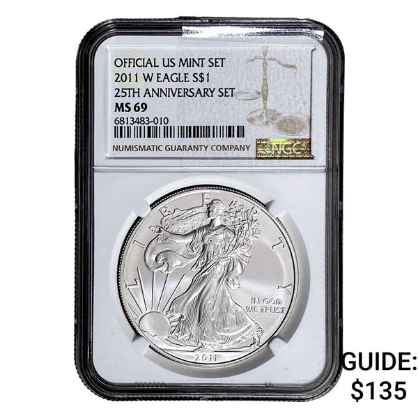 2011-W Silver Eagle NGC MS69 25th Anniversary