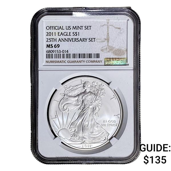 2011-W Silver Eagle NGC MS69 25th Anniversary