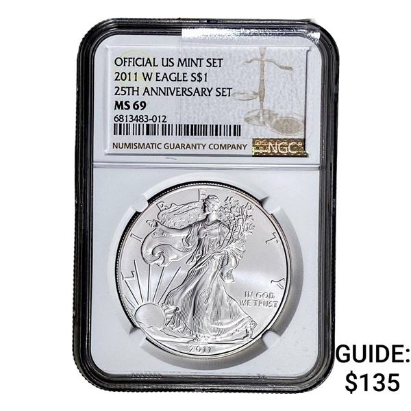 2011-W Silver Eagle NGC MS69 25th Anniversary