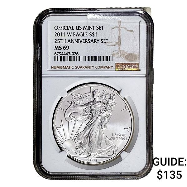 2011-W Silver Eagle NGC MS69 25th Anniversary