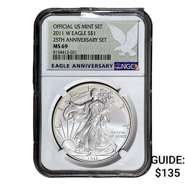 2011-W Silver Eagle NGC MS69 25th Anniversary