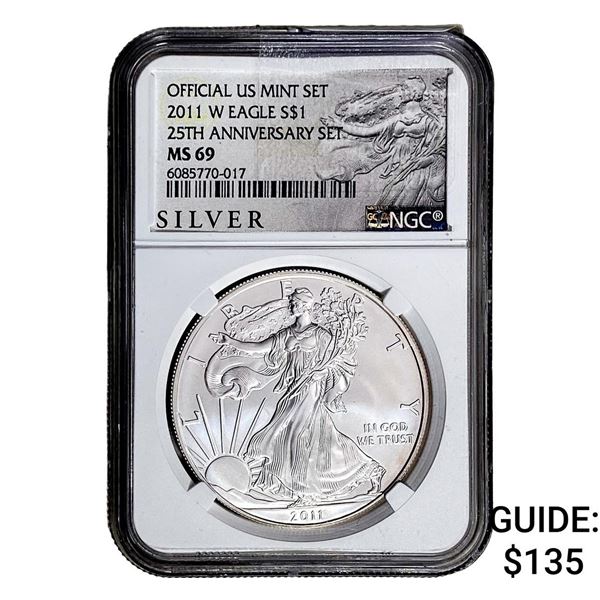 2011-W Silver Eagle NGC MS69 25th Anniversary