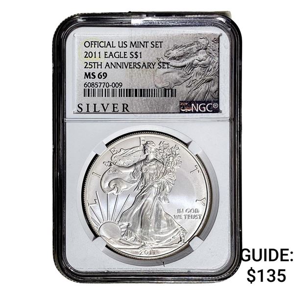 2011-W Silver Eagle NGC MS69 25th Anniversary