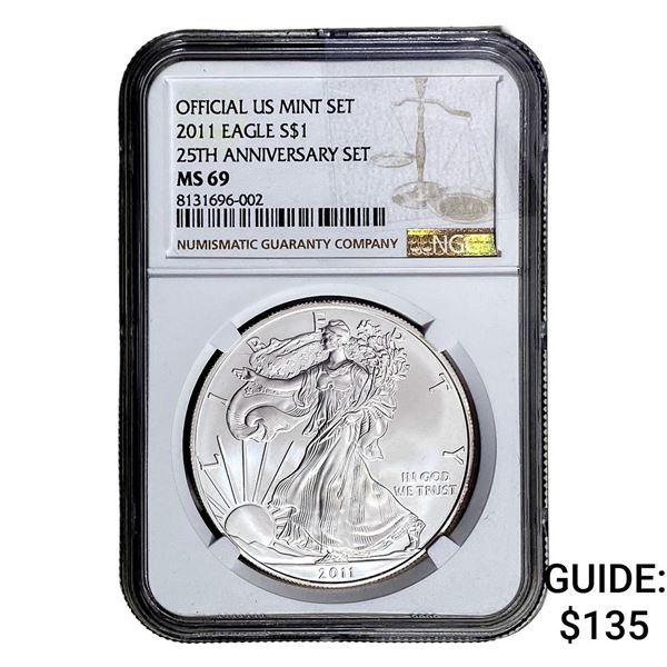 2011-W Silver Eagle NGC MS69 25th Anniversary