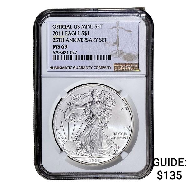 2011-W Silver Eagle NGC MS69 25th Anniversary