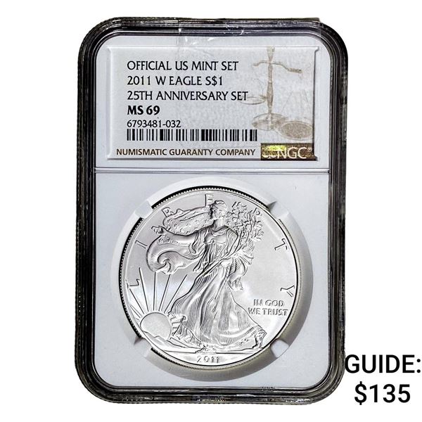 2011-W Silver Eagle NGC MS69 25th Anniversary