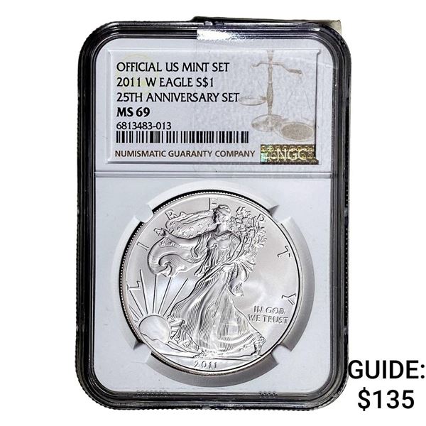 2011-W Silver Eagle NGC MS69 25th Anniversary