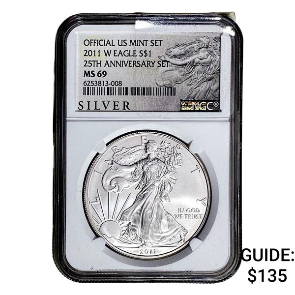 2011-W Silver Eagle NGC MS69 25th Anniversary