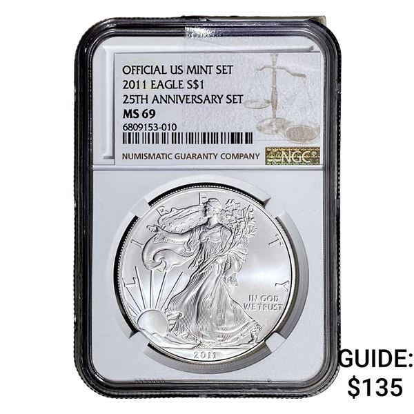 2011-W Silver Eagle NGC MS69 25th Anniversary