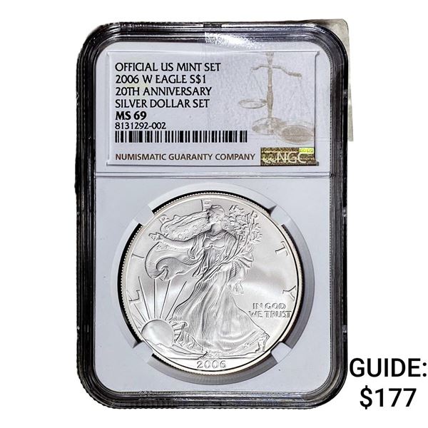 2006-W Silver Eagle NGC MS69 Burnished 20th Anniv