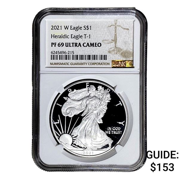 2021-W Silver Eagle NGC PF69 UC Heraldic Eagle T-1