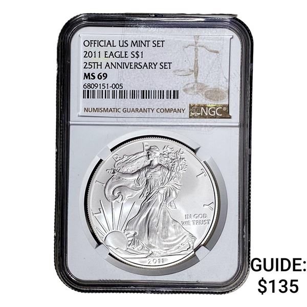 2011 Silver Eagle NGC MS69 25th Anniversary