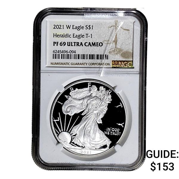 2021-W Silver Eagle NGC PF69 UC Heraldic Eagle T-1