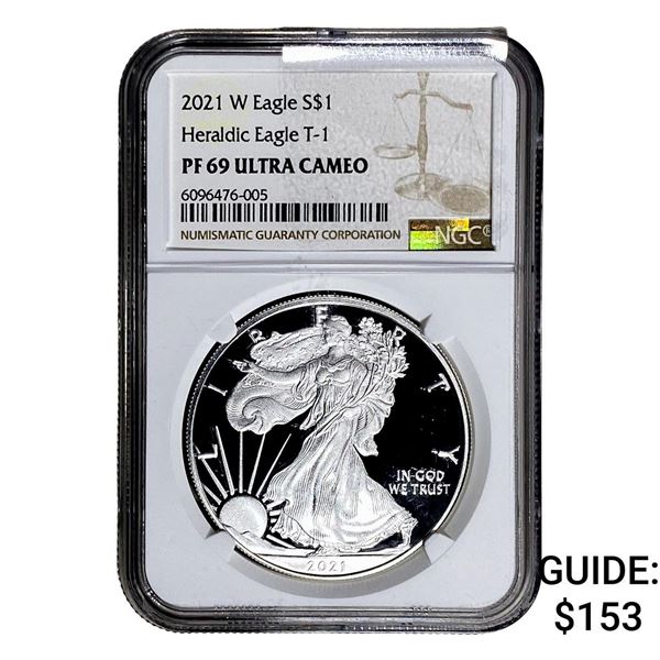 2021-W Silver Eagle NGC PF69 UC Heraldic Eagle T-1