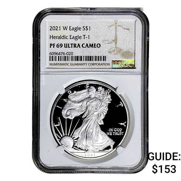 2021-W Silver Eagle NGC PF69 UC Heraldic Eagle T-1